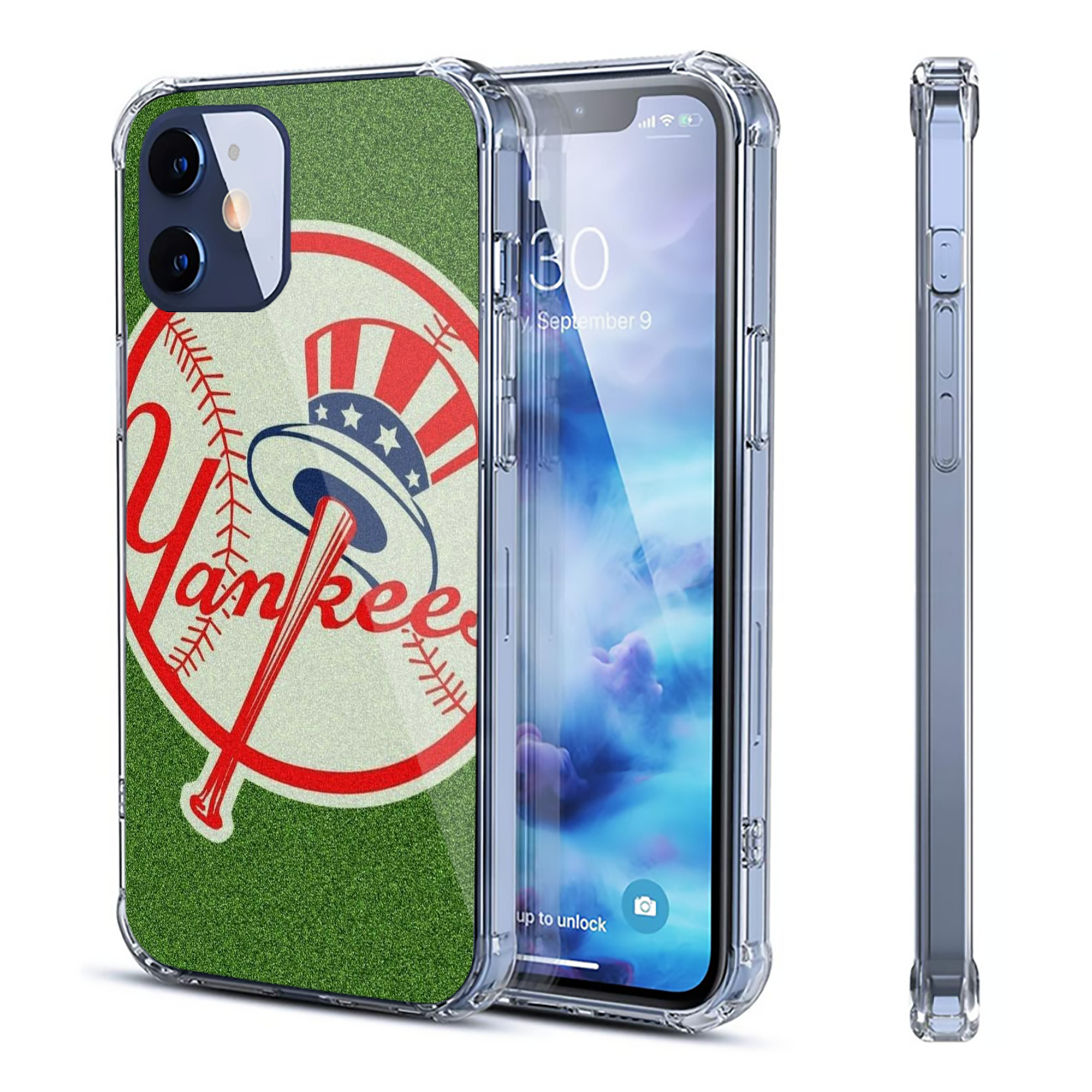 New York Yankees Logo Clear IPhone 12 Case – Soft TPU With UV Print – Enhanced Drop Protection, Precise Fit, Anti-Fingerprint, Customizable Design, Scratch-Resistant, Yellow-Resistant